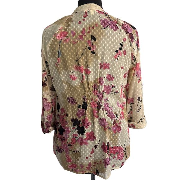 Daniel Rainn Open Front Swiss Dot Cardigan Size M Feminine Sheet Floral - Picture 3 of 8